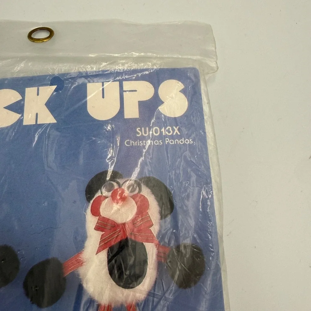 Vintage 1989 Kappie Originals Stuck Ups Christmas Pandas Craft Kit SU-013X NEW